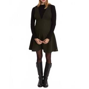 NEW CACHE COEUR charlotte maternity and nursing pinafore dress in khaki